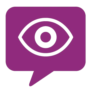 Icon of a speech bubble with an eye symbol in it